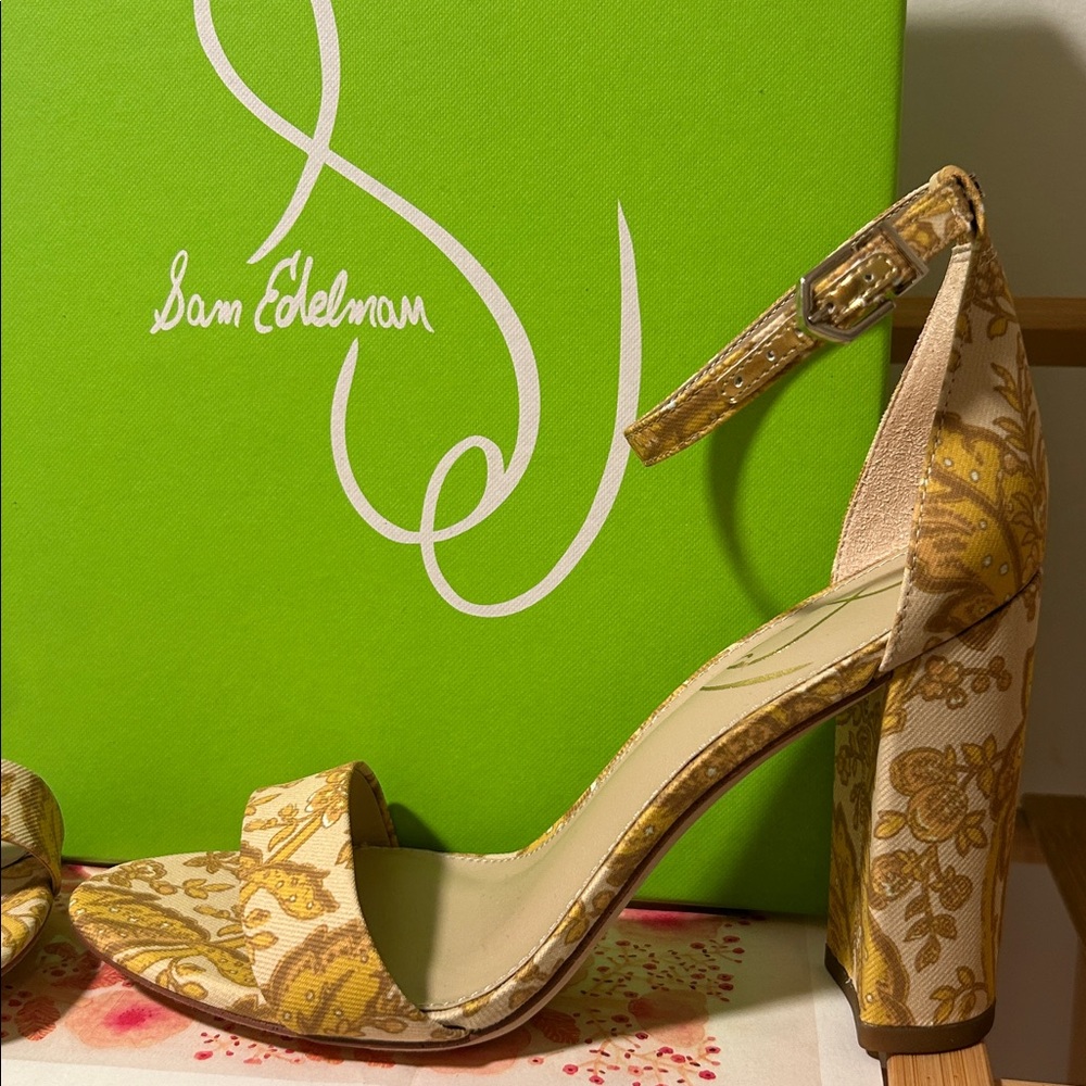 Sam Edelman Yaro Tumeric Multi Patterned Heels Size 6.5 - Picture 4 of 7